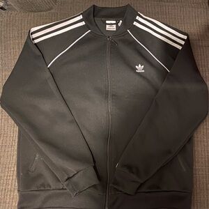 adidas Black Track Jacket with White Stripes